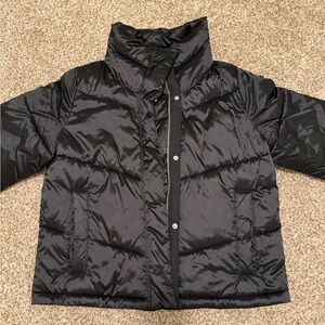 Abercrombie & Fitch Cropped Shiny Black Puffer Jacket